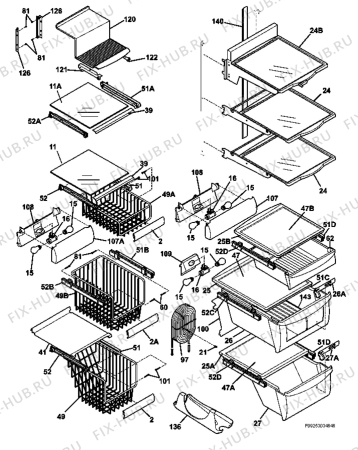 Взрыв-схема холодильника Electrolux ERL6298XX14 - Схема узла Housing, inner